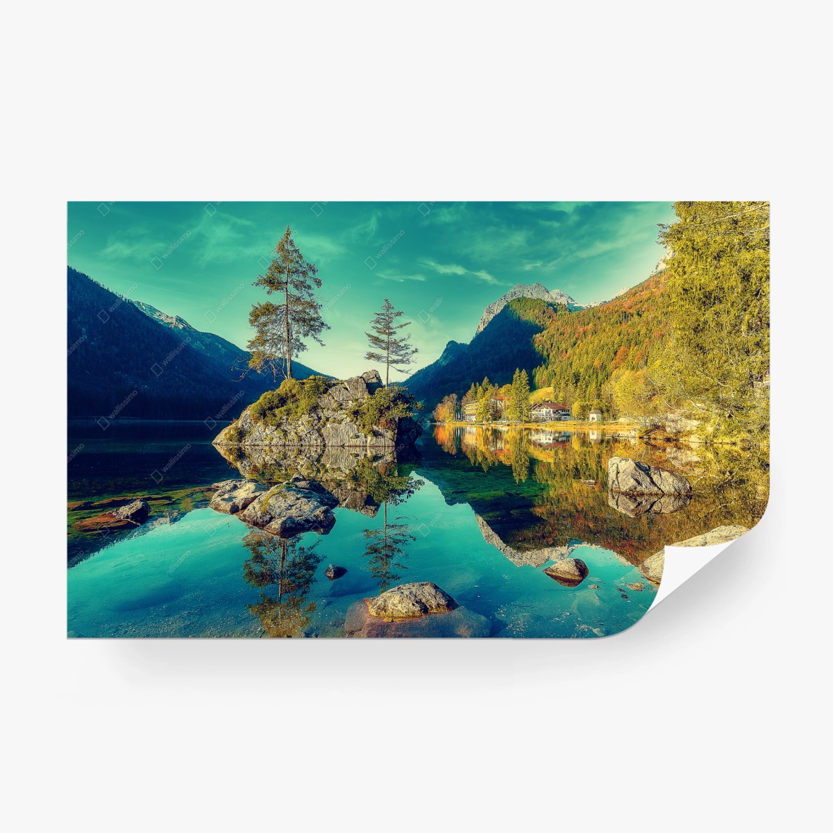 Wall mural Hintersee alpine lake reflection • Wallissimo®