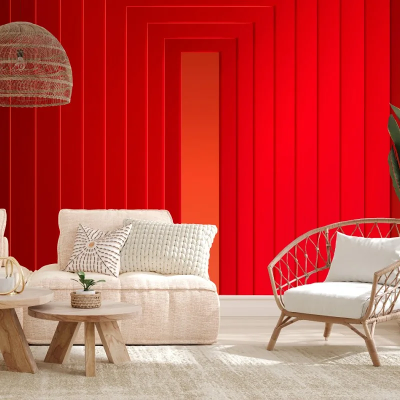 Wall mural bold red geometric portal