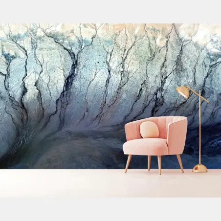 Wall mural turquoise river delta abstract • Wallissimo®