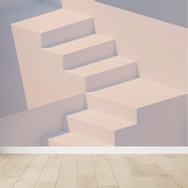 Wall mural minimal white staircase 3d rendering