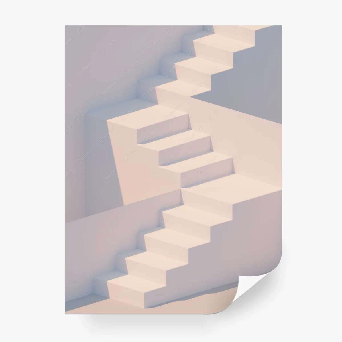 Wall mural minimal white staircase 3d rendering • Wallissimo® Wall mural minimal white staircase 3d rendering • Wallissimo®