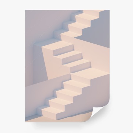 Wall mural minimal white staircase 3d rendering • Wallissimo®