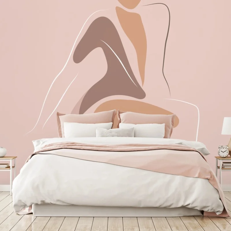 Wall mural elegant contour in blush