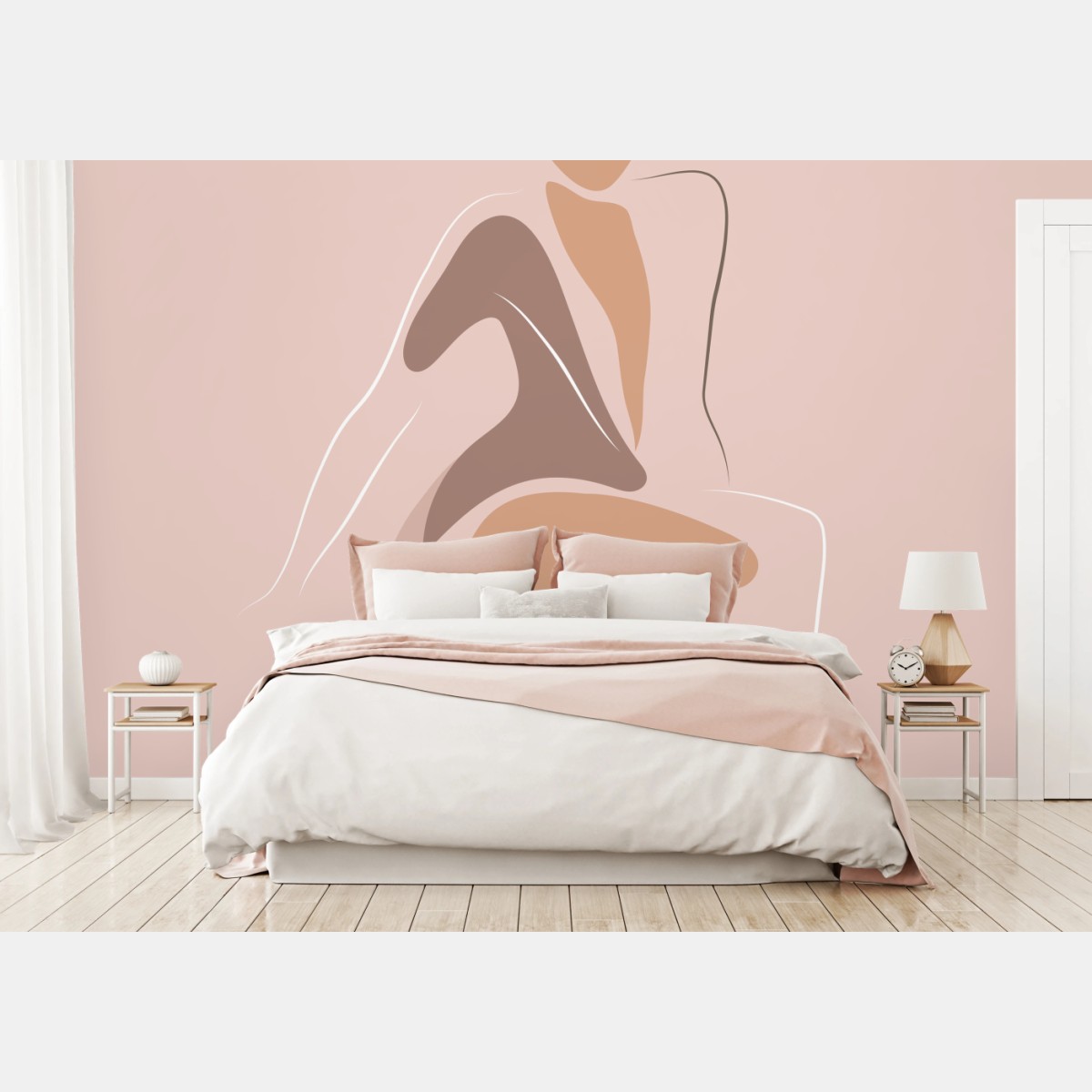 Wall mural elegant contour in blush • Wallissimo®