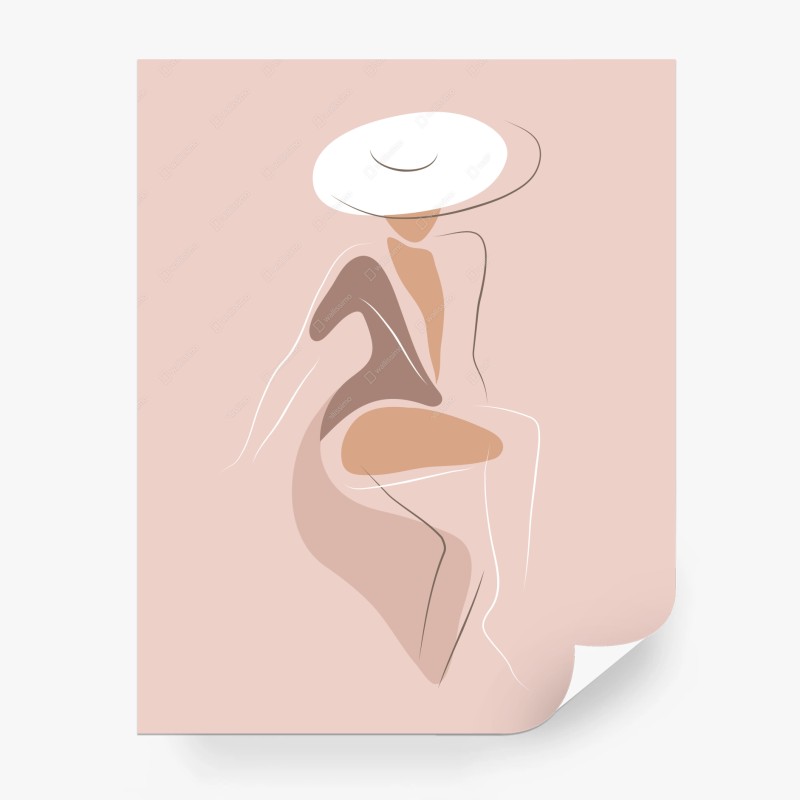 Wall mural elegant contour in blush
