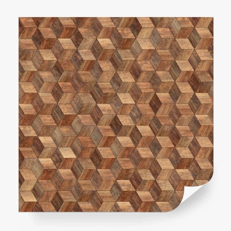 Wall mural geometric wooden parquet cube pattern