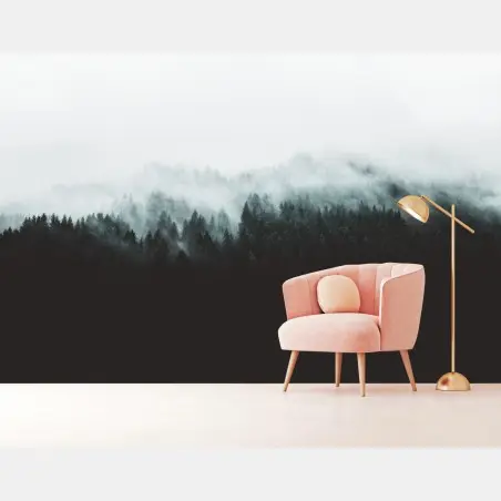 Wall mural misty forest silhouette • Wallissimo®