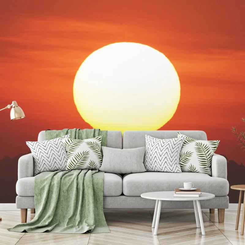 Wall mural golden sunset over cloud horizon