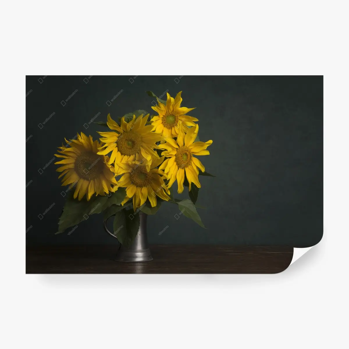 Wall mural sunflower bouquet on dark background • Wallissimo®