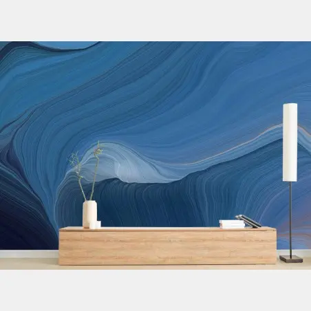 Wall mural blue flow abstract wall art • Wallissimo®