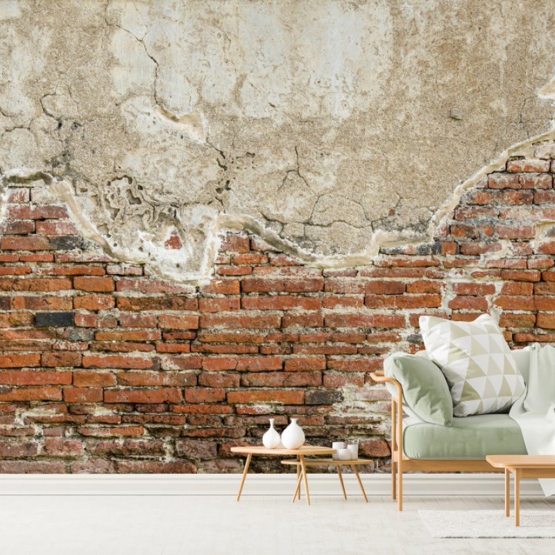 Wall mural exposed brick and plaster texture