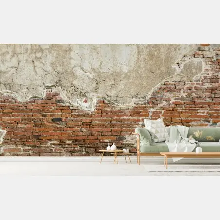 Wall mural exposed brick and plaster texture • Wallissimo®