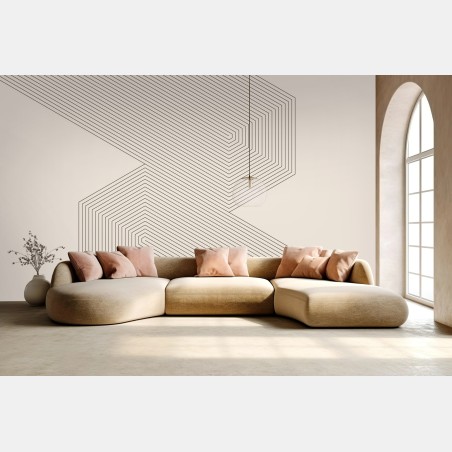 Wall mural minimal beige geometric lines • Wallissimo®