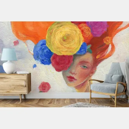 Wall mural ethereal floral muse • Wallissimo®