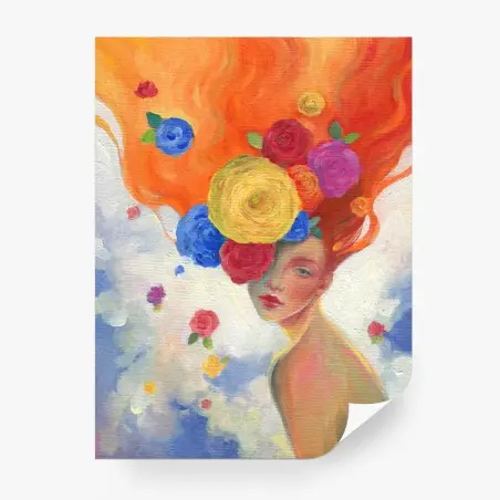 Wall mural ethereal floral muse • Wallissimo®