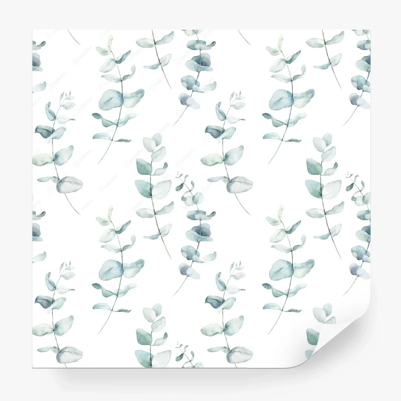 Wall mural soft eucalyptus watercolor print