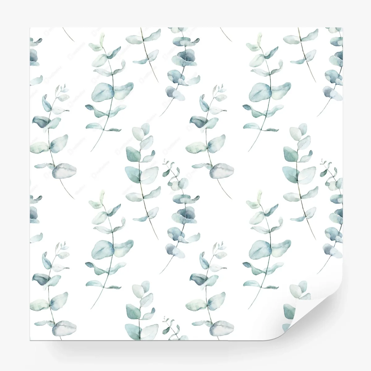 Wall mural soft eucalyptus watercolor print • Wallissimo® Wall mural soft eucalyptus watercolor print • Wallissimo®