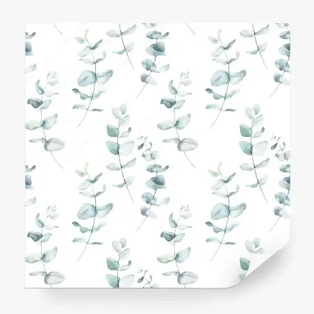 Wall mural soft eucalyptus watercolor print • Wallissimo®