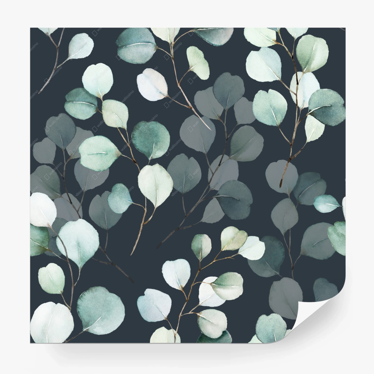 Wall mural soft eucalyptus watercolor pattern • Wallissimo®