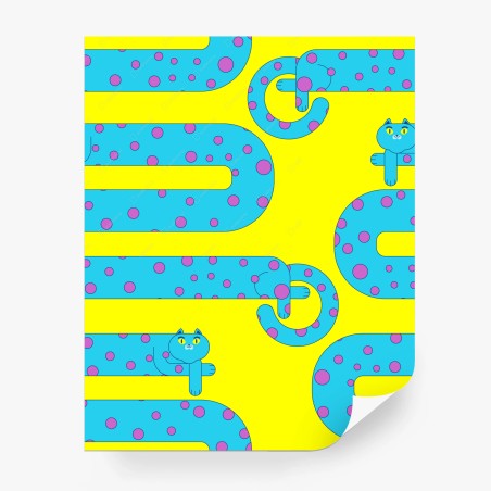 Wall mural playful turquoise cats seamless pattern • Wallissimo®
