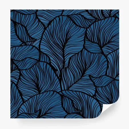 Wall mural deep blue botanical leaf pattern • Wallissimo®