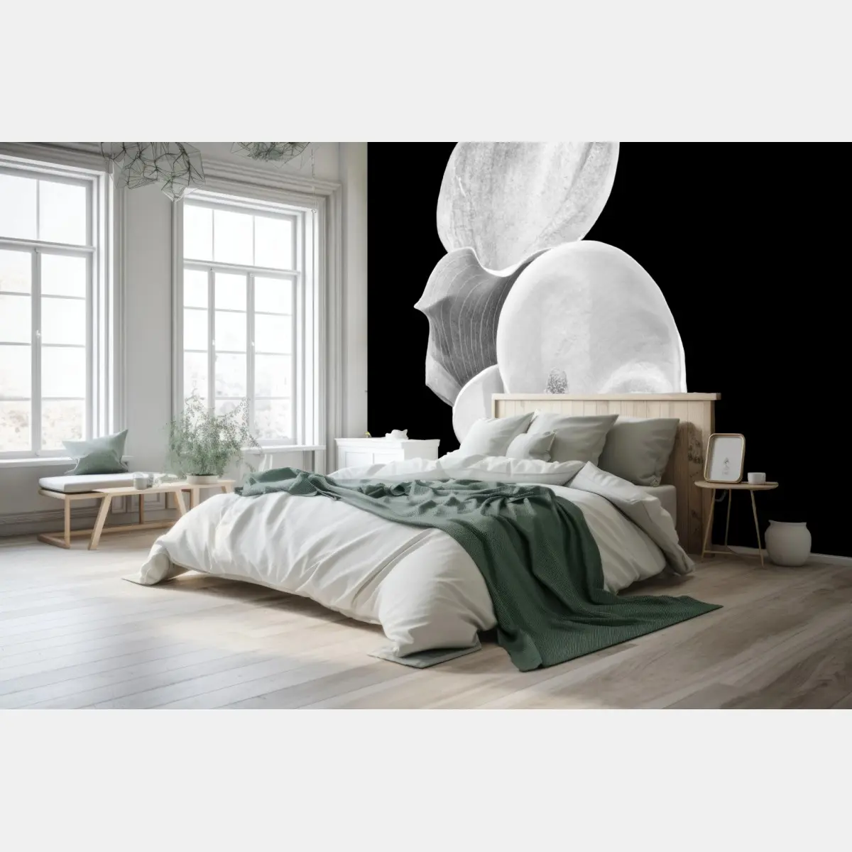 Wall mural white calla lilies in monochrome • Wallissimo®