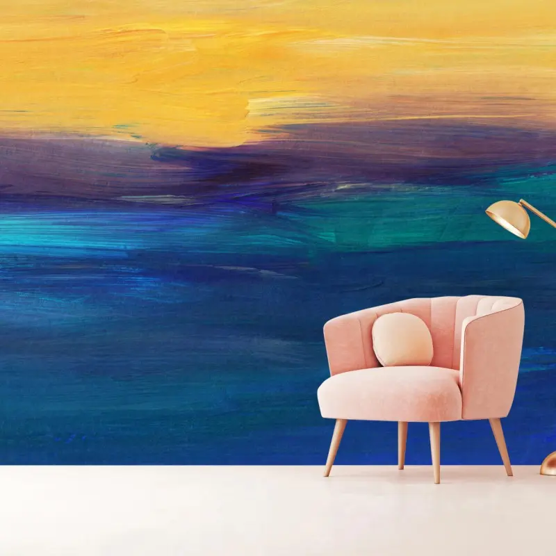Wall mural calm blue horizon abstract art