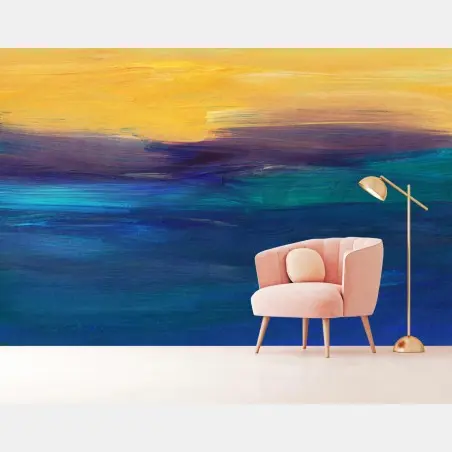 Wall mural calm blue horizon abstract art • Wallissimo®