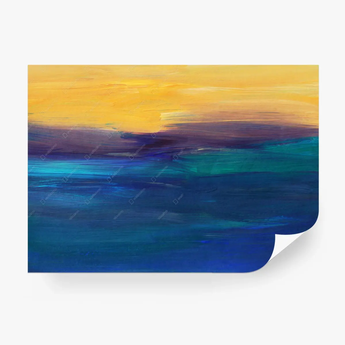 Wall mural calm blue horizon abstract art • Wallissimo®