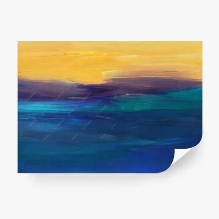 Wall mural calm blue horizon abstract art • Wallissimo®