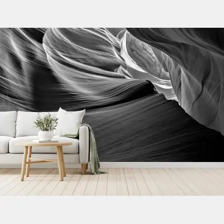 Wall mural monochrome canyon curves • Wallissimo®