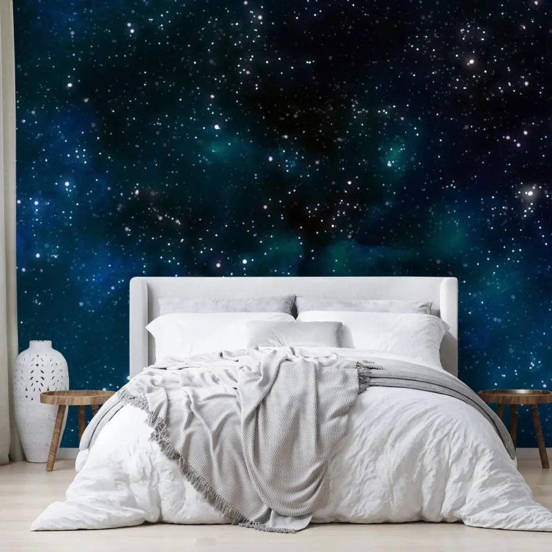 Wall mural blue nebula starfield