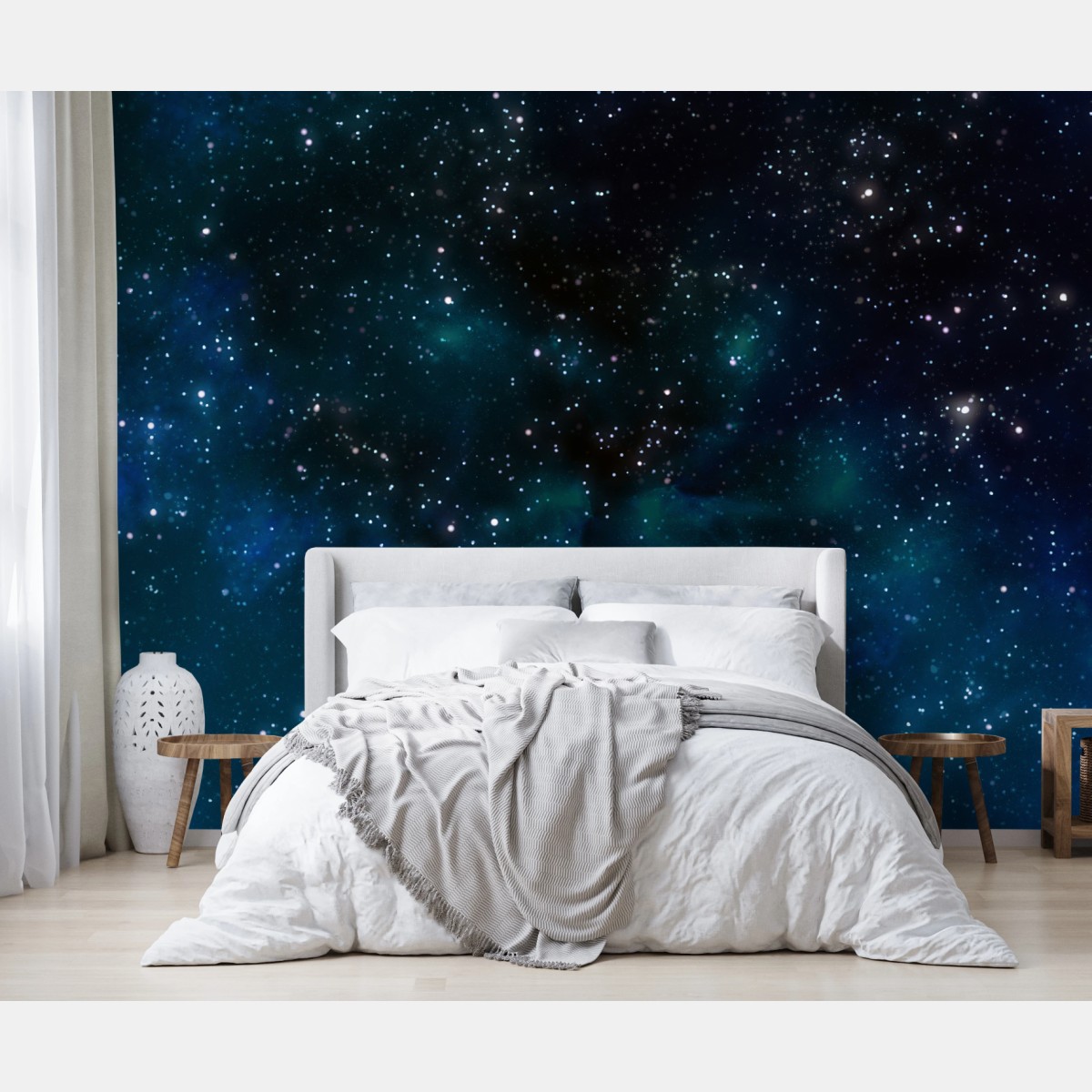Wall mural blue nebula starfield • Wallissimo®