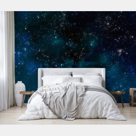 Wall mural blue nebula starfield • Wallissimo®