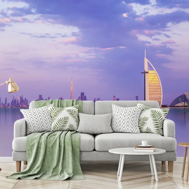 Wall mural Dubai skyline at dusk