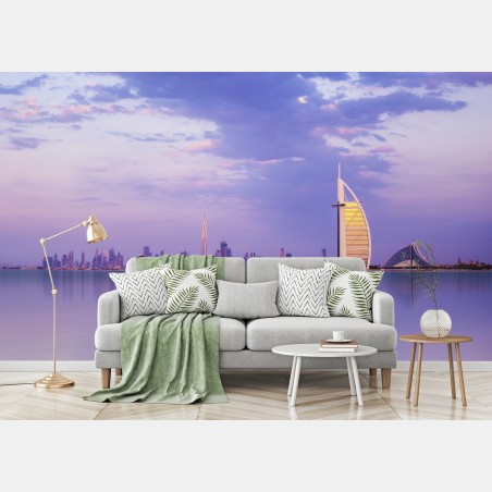 Wall mural Dubai skyline at dusk • Wallissimo®