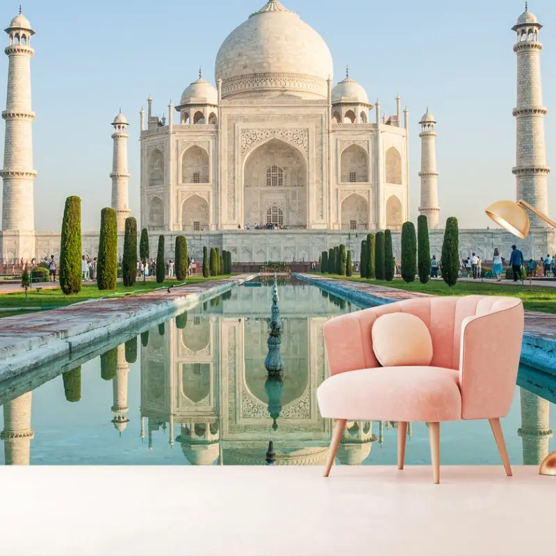 Wall mural Taj Mahal reflection in morning light