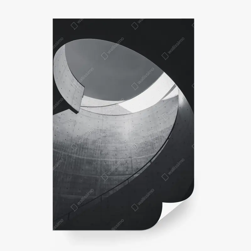 Wall mural curved concrete spiral staircase