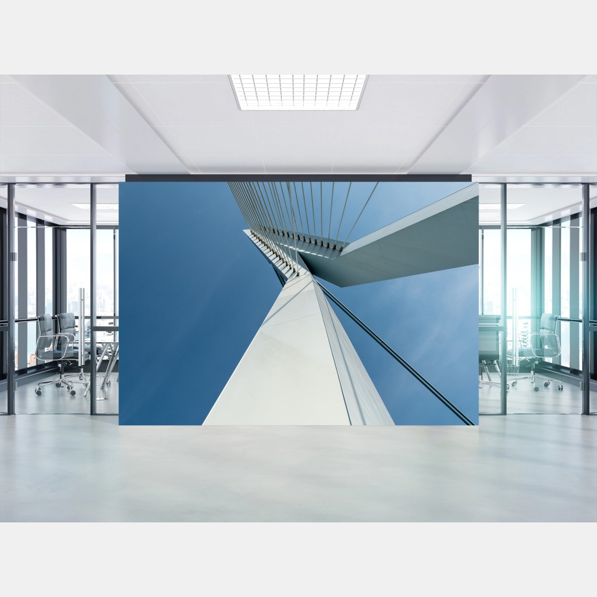 Wall mural ascending lines: modern bridge pylon • Wallissimo®
