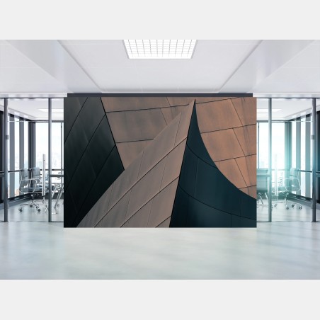 Wall mural geometric architectural forms in metal • Wallissimo®