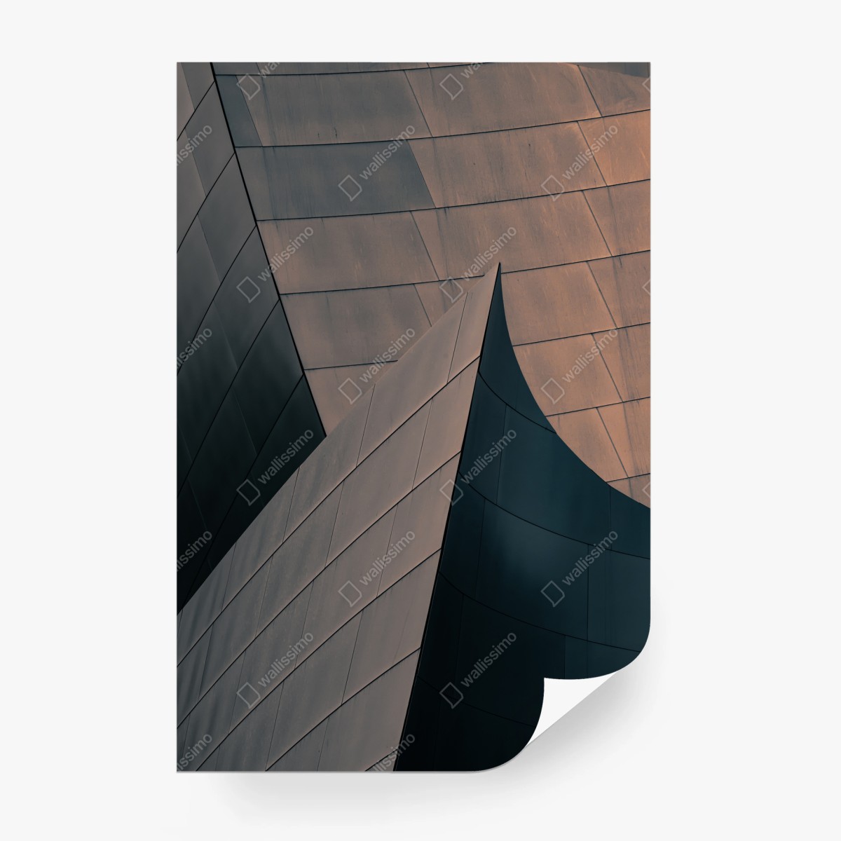 Wall mural geometric architectural forms in metal • Wallissimo®