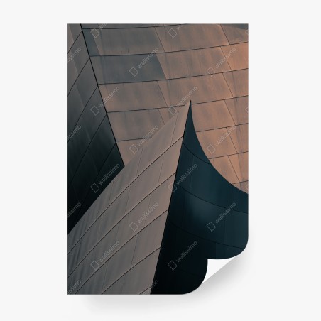 Wall mural geometric architectural forms in metal • Wallissimo®