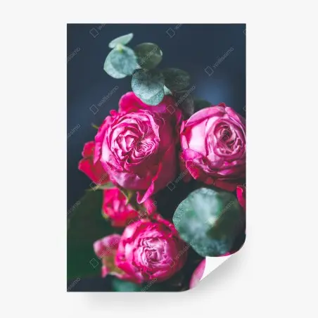 Wall mural pink rose bouquet macro print • Wallissimo®