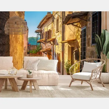 Wall mural sunlit street in Tuscany • Wallissimo®