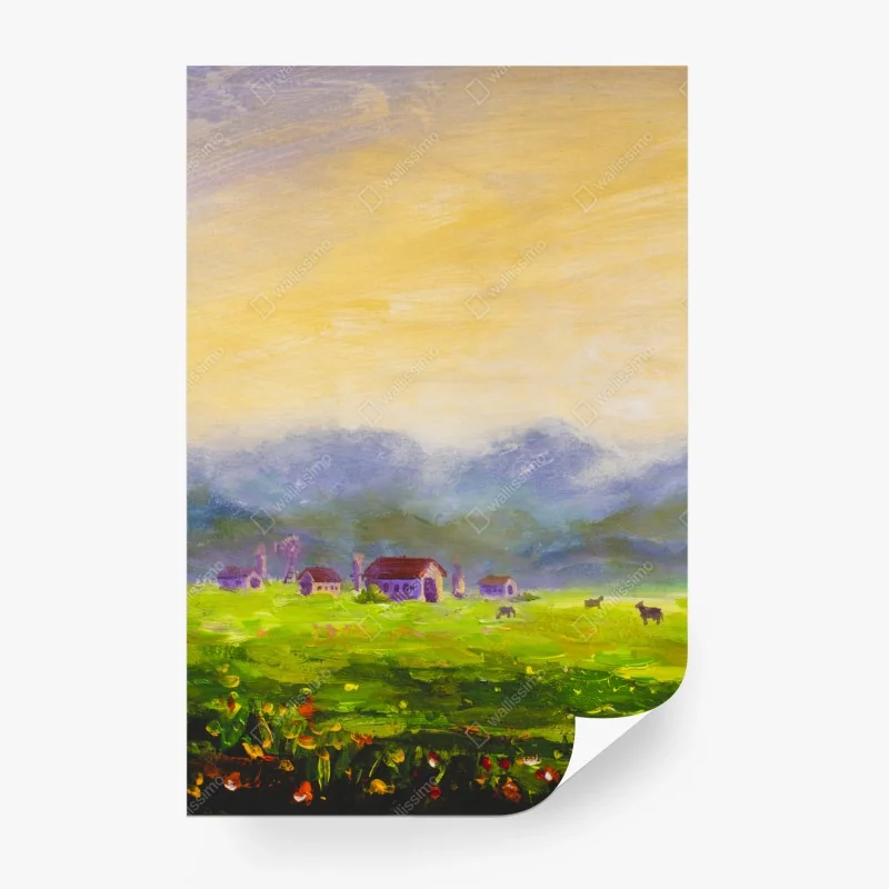 Wall mural dawn over a summer meadow