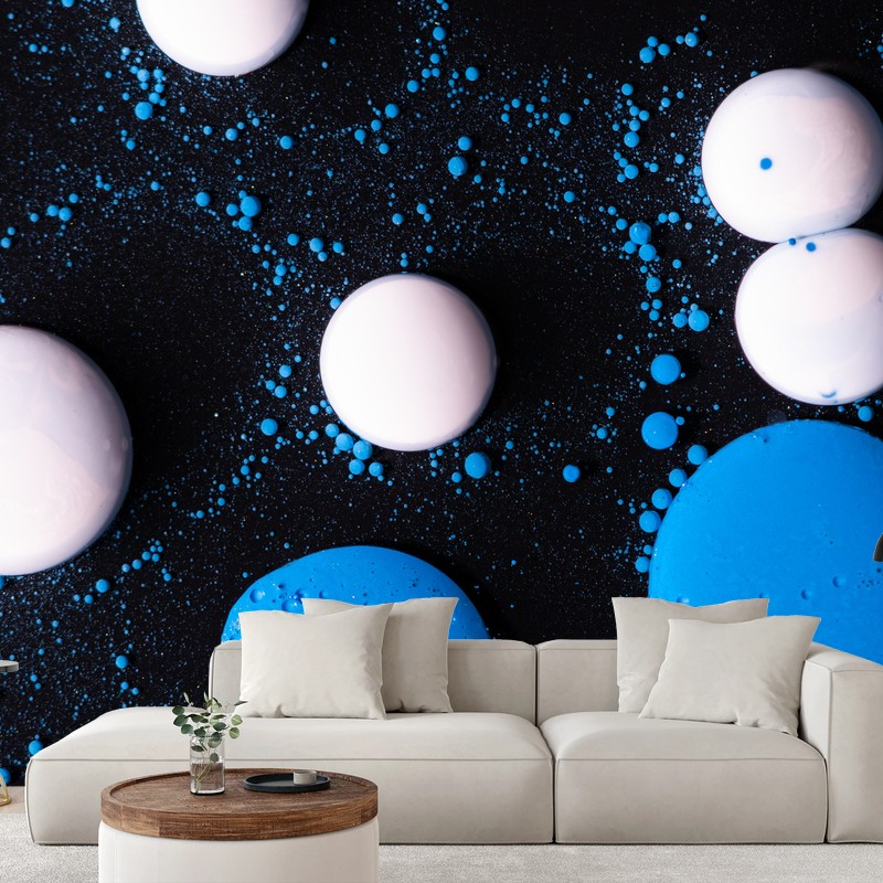 Wall mural blue marble liquid pattern