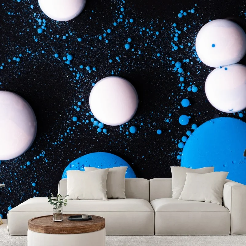 Wall mural blue marble liquid pattern