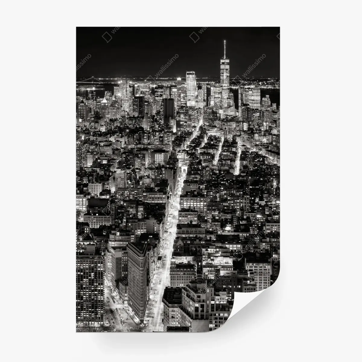 Wall mural monochrome city skyline at night • Wallissimo®