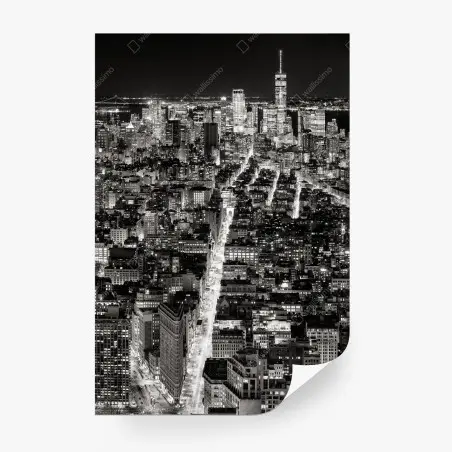 Wall mural monochrome city skyline at night • Wallissimo®