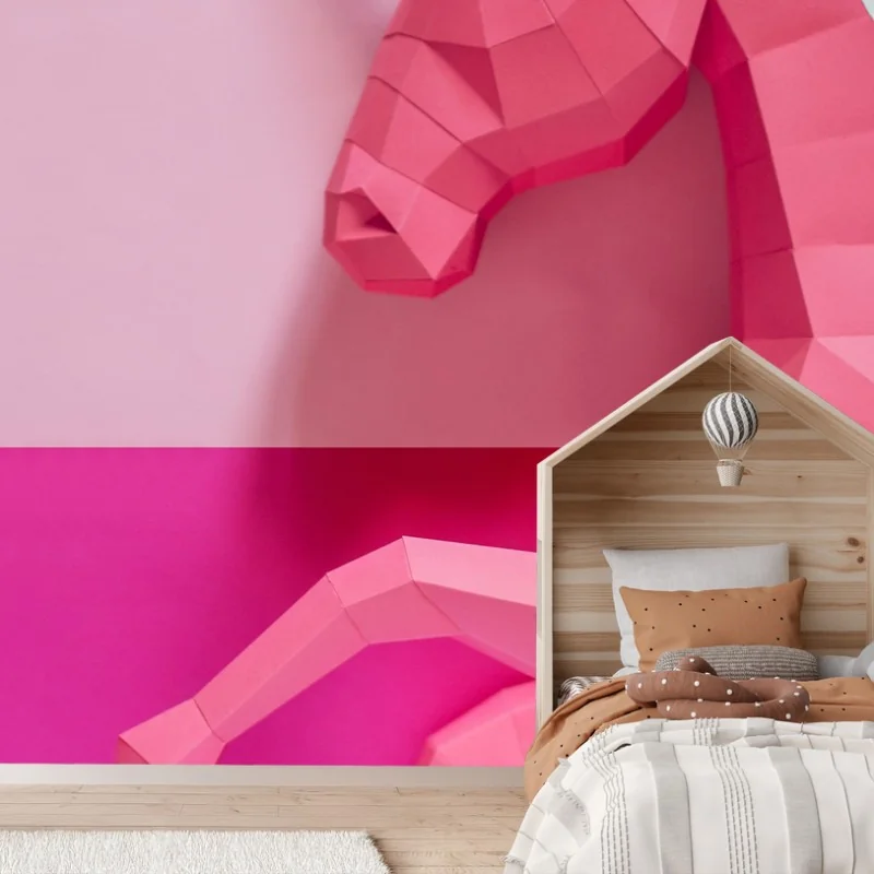 Wall mural pink geometric unicorn wall art • Wallissimo® Wall mural pink geometric unicorn wall art • Wallissimo®
